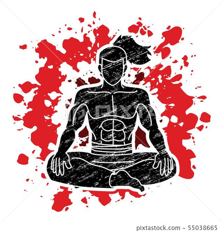 Samurai warrior sitting cartoon graphic vector. 55038665