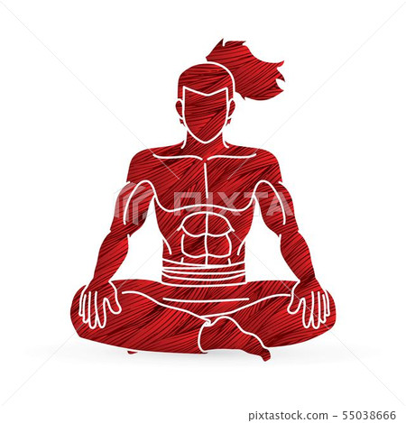 Samurai warrior sitting cartoon graphic vector. 55038666