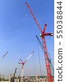 Construction site with many construction cranes. 55038844