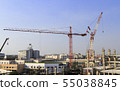 Construction site with many construction cranes. 55038845