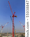 Construction site with many construction cranes. 55038847