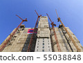 Construction high-rise building with crane work. 55038848