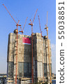 Construction high-rise building with crane. 55038851
