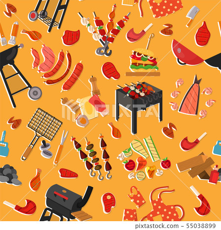 Barbecue grill pattern, background - Stock Illustration [55038899] - PIXTA
