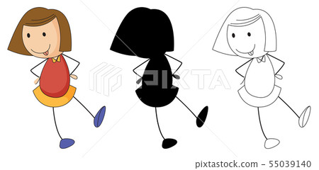 A set of characters in color, silhouette and A set of characters in color, silhouette and 55039140