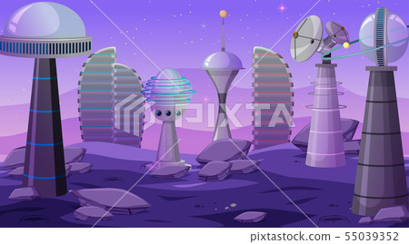 City in space scene City in space scene 55039352