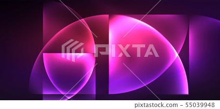 Neon glowing techno lines, hi-tech futuristic abstract background. Template with abstract shapes in 55039948
