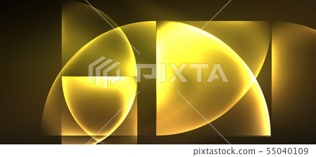 Dynamic lines and shapes, glass neon glowing effect. Modern neon glow geometric shapes, great design 55040109