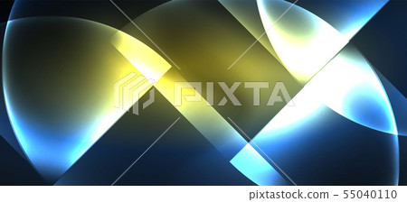 Colorful blue neon shape round triangle in modern style on light background. Dark space, futuristic 55040110