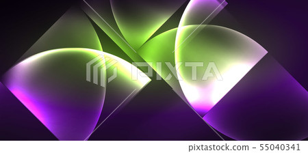 Neon glowing techno lines, hi-tech futuristic abstract background. Template with abstract shapes in Neon glowing techno lines, hi-tech futuristic abstract background. Template with abstract shapes in 55040341