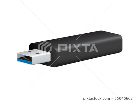 Realistic illustration of black USB 3 Flash disk, Realistic illustration of black USB 3 Flash disk, 55040662
