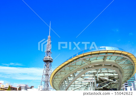 Scenery of Nagoya city TV tower and oasis 21 55042622