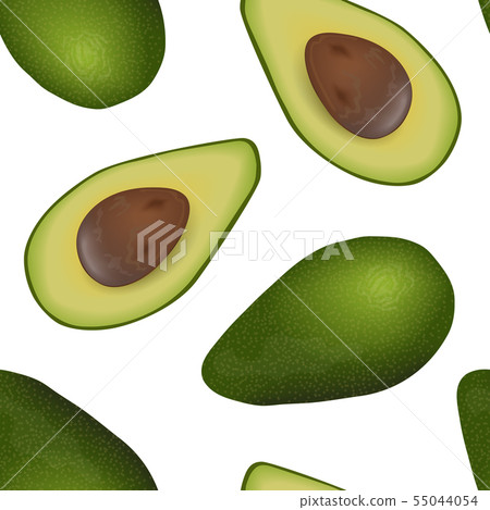 Falling Avocado seamless vector pattern ripe raw 55044054