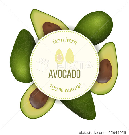 Avocado Round Circle badge with copy space on 55044056