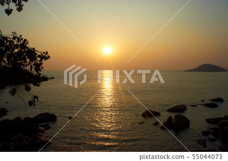 Sunset on the Goa beach, India 55044073