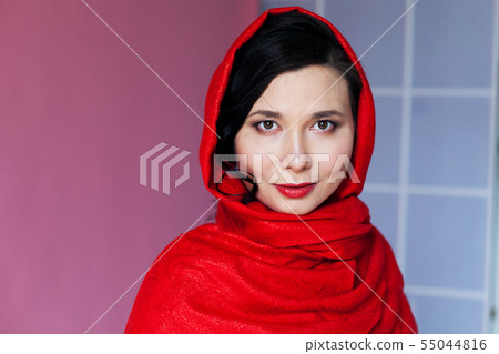 beautiful Asian muslim woman with a covered head 55044816