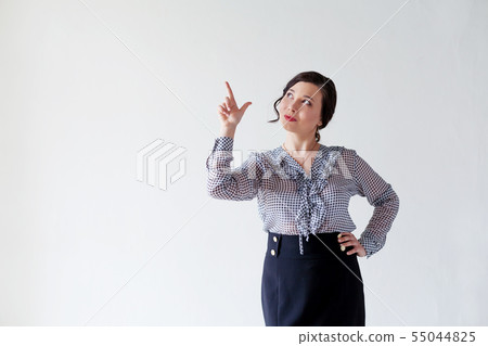 Beautiful Asian woman shows her hand up 55044825