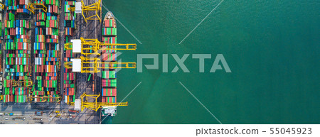 Container ship carrying container for import and 55045923