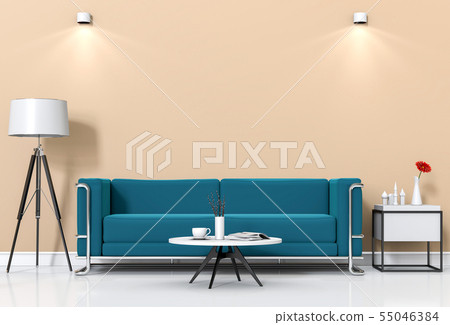 interior living lighting room with sofa.  55046384