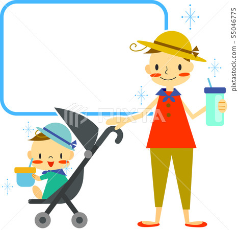 中暑測量母親和嬰兒與文本框 55046775