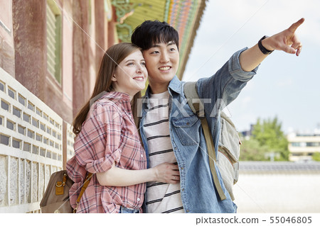 Couple, Dating, Dating, Travel, Tourism, Hanok, Korean tradition, Gyeongbokgung, Jongno-gu, Seoul 55046805