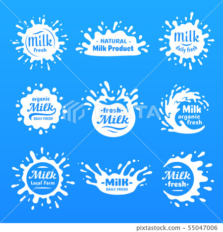 Yogurt splash, milks macula or milky drink blot. Natural yoghurt cream or milk blots silhouette 55047006