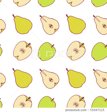 Fruit pear and apple seamless pattern - Stock Illustration [55047125 ...