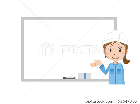 Helmet female worker whiteboard description Helmet female worker whiteboard description 55047310