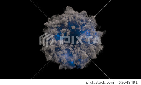 3d render portal smoke ring with blue flash on black background 3d render portal smoke ring with blue flash on black background 55048491