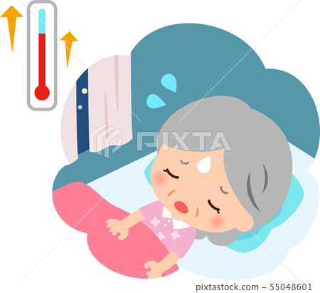 It's hot and it's a sleepy senior woman 55048601