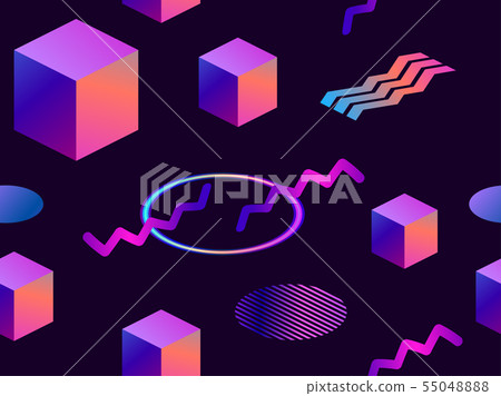 Memphis seamless pattern. Geometric shapes 55048888