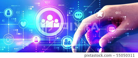 Social media theme with tablet computer Social media theme with tablet computer 55050311