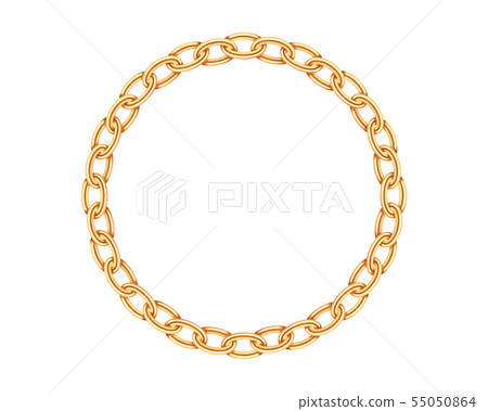 Realistic gold circle frame chain texture. Golden 55050864