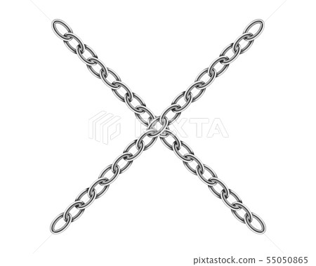 Realistic metal chain texture. Silver color cross 55050865