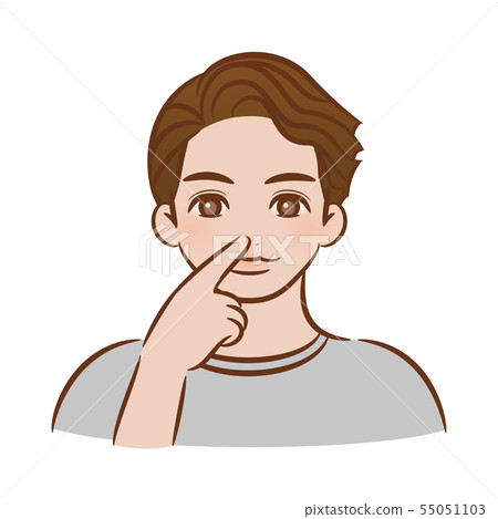 Illustration of a man pointing at the nose - Stock Illustration ...