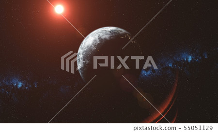 Epic earth orbit observation red sun beam glow Epic earth orbit observation red sun beam glow 55051129