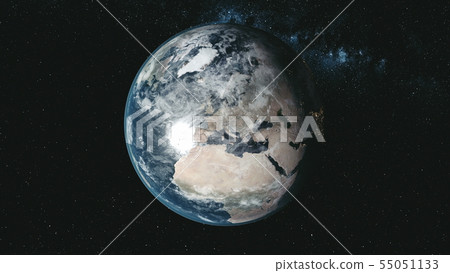 Epic Spin Planet Earth Galaxy Night Satellite View Stock Illustration