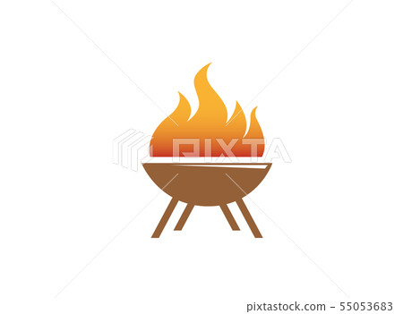 barbecue grills with fire logo vector design barbecue grills with fire logo vector design 55053683