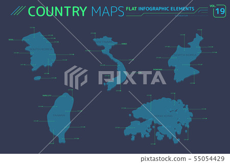 North Korea, South Korea, Taiwan, Vietnam and Hong Kong Vector Maps North Korea, South Korea, Taiwan, Vietnam and Hong Kong Vector Maps 55054429