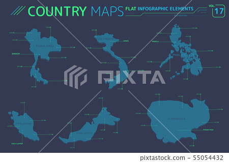 Malaysia, Vietnam, Philippines, Thailand and Cambodia Vector Maps Malaysia, Vietnam, Philippines, Thailand and Cambodia Vector Maps 55054432