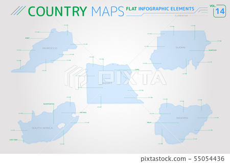 Morocco, Nigeria, Egypt, Sudan and South Africa Vector Maps Morocco, Nigeria, Egypt, Sudan and South Africa Vector Maps 55054436