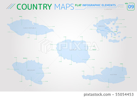 Czech Republic, Poland, Austria, Belgium and Greece Vector Maps 55054453