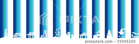 沖繩旅遊景點角corner帶各種書籤材料零件矢量圖 沖繩旅遊景點角corner帶各種書籤材料零件矢量圖 55056105