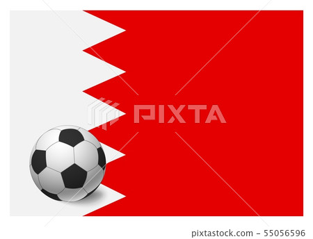 Bahrain flag and soccer ball 55056596