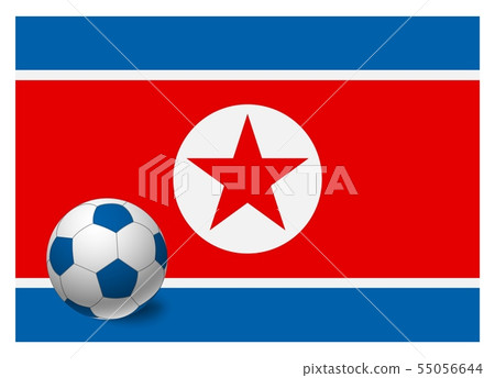 North Korea flag and soccer ball 55056644