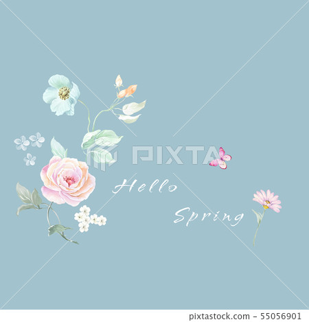 Elegant watercolor hand painted flower - Stock Illustration [55056901 ...