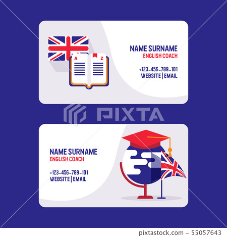 Learn English teachers vector visiting card. Educational course of foreign language. Used for Learn English teachers vector visiting card. Educational course of foreign language. Used for 55057643
