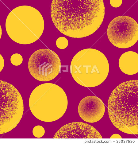 Dot work yellow spheres or balls on vintage purple background, abstract vector illustration Dot work yellow spheres or balls on vintage purple background, abstract vector illustration 55057650