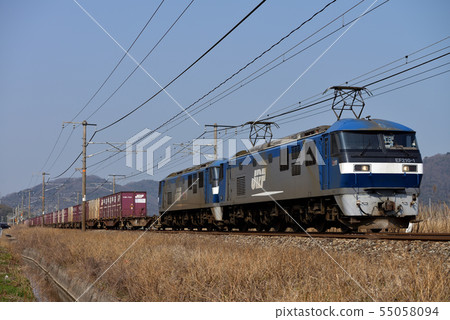 EF210-1 container freight train running on Sanyo Line 55058094