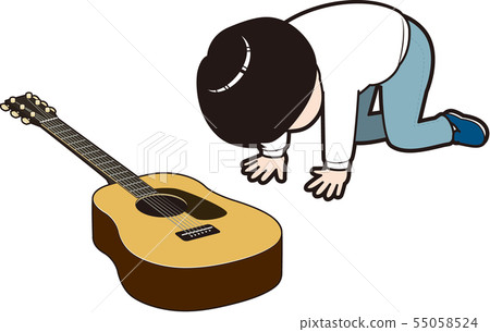 Men frustrated with acoustic guitar Men frustrated with acoustic guitar 55058524